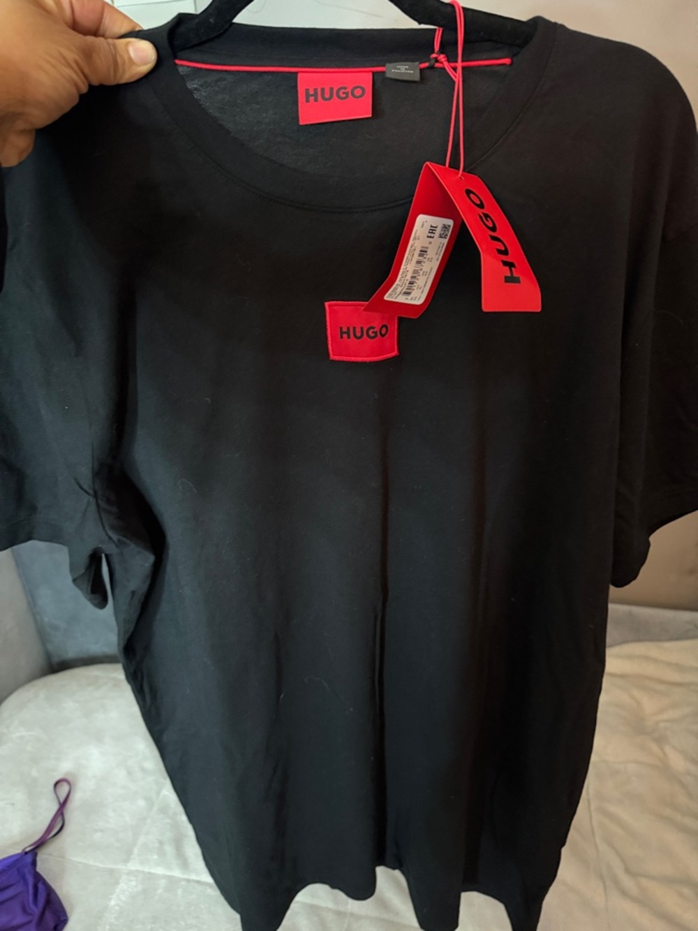 Hugo Boss Black Short-Sleeve Tee with Red Logo Tag
